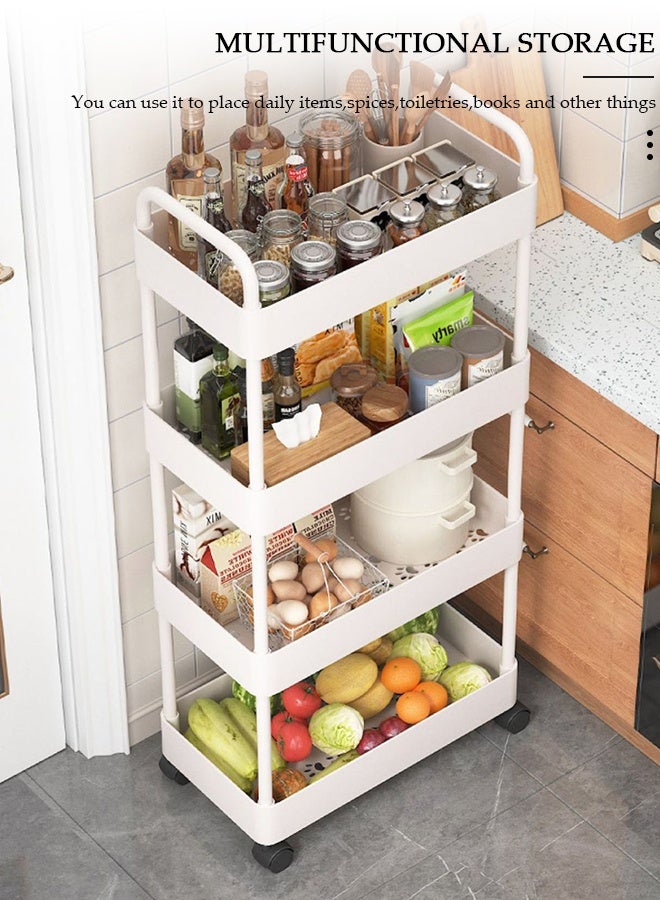 DUNISO 4 Tier Rolling Utility Cart Organizer,  Rolling Metal Storage Organizer,Mobile Utility Cart,Kitchen Trolley Cart,Mobile Shelving Unit For Kitchen, Bedroom, Bathroom, Office, Laundry Room And Garage - Image 3