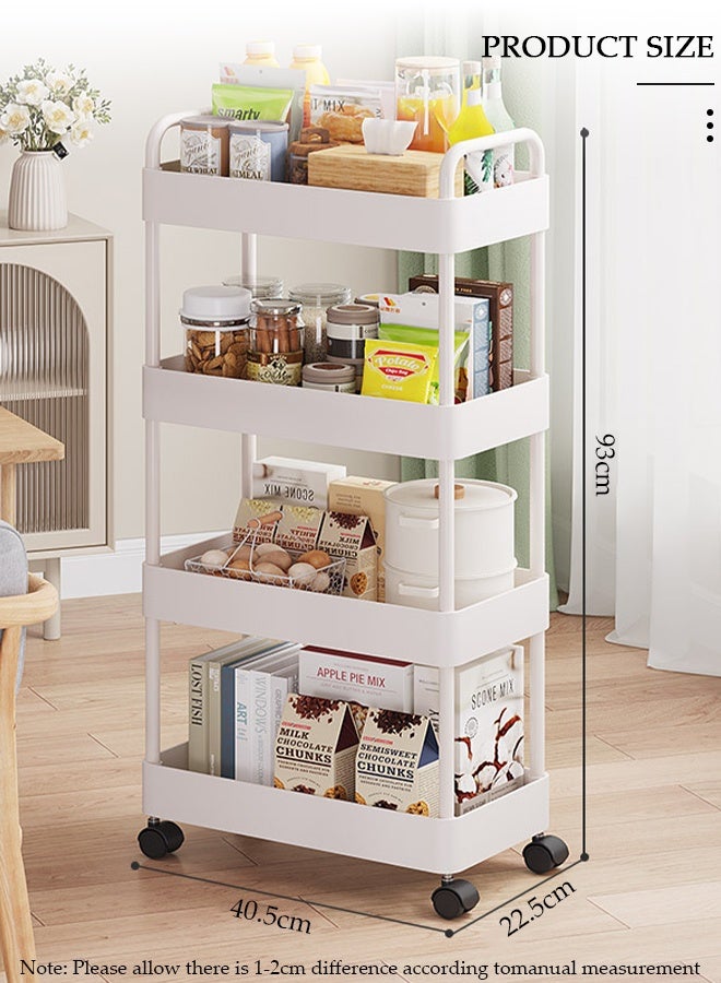 DUNISO 4 Tier Rolling Utility Cart Organizer,  Rolling Metal Storage Organizer,Mobile Utility Cart,Kitchen Trolley Cart,Mobile Shelving Unit For Kitchen, Bedroom, Bathroom, Office, Laundry Room And Garage - Image 2