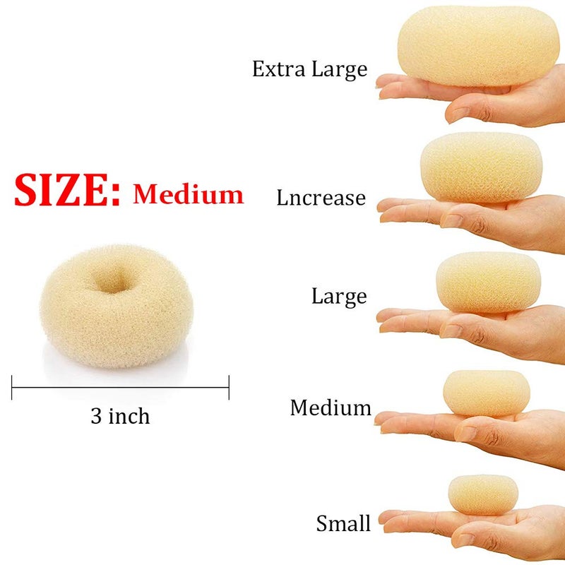 NICEMOVIC Hair Donut Bun Maker Blonde, Ring Style Bun, 2PCS Chignon Hair Medium Doughnut Shaper for Short and Thin Hair (Medium, 3 Inch/Beige) - Image 2