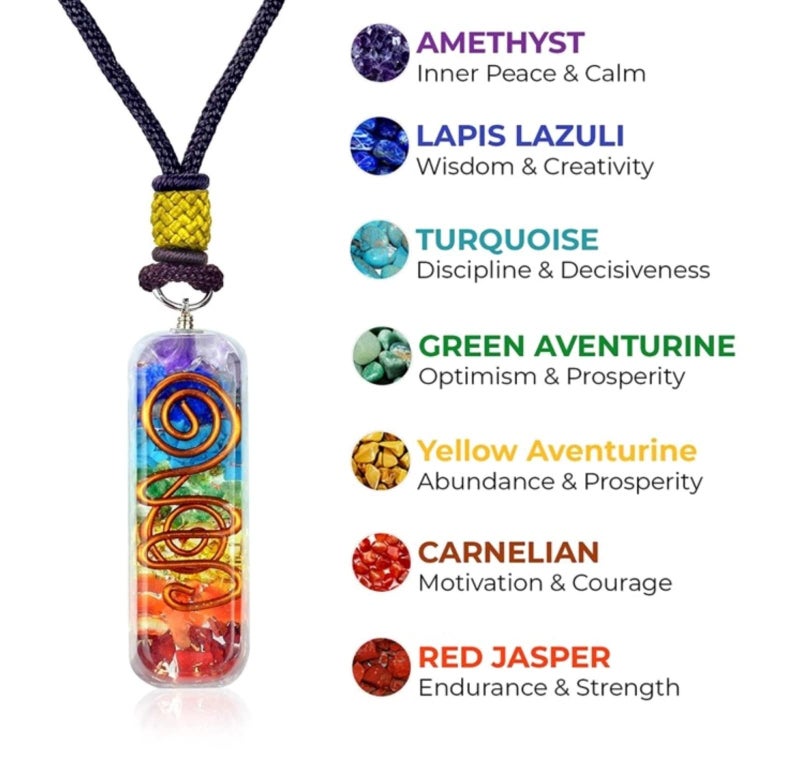 Orgonite Crystal Handmade Orgonite Crystal Seven Chakra Pendant with Adjustable Cord - Orgone Healing Stone Necklace for Spiritual Balance, Meditation, Yoga, Reiki, Gift for Men and Women - Image 2