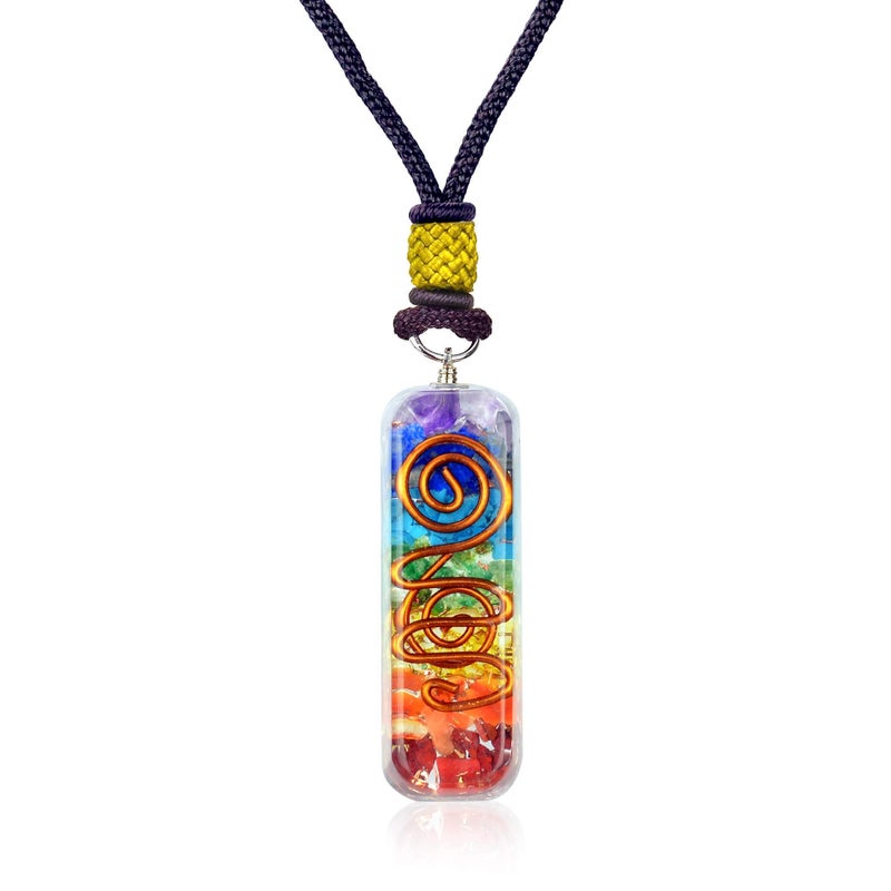 Orgonite Crystal Handmade Orgonite Crystal Seven Chakra Pendant with Adjustable Cord - Orgone Healing Stone Necklace for Spiritual Balance, Meditation, Yoga, Reiki, Gift for Men and Women - Image 1