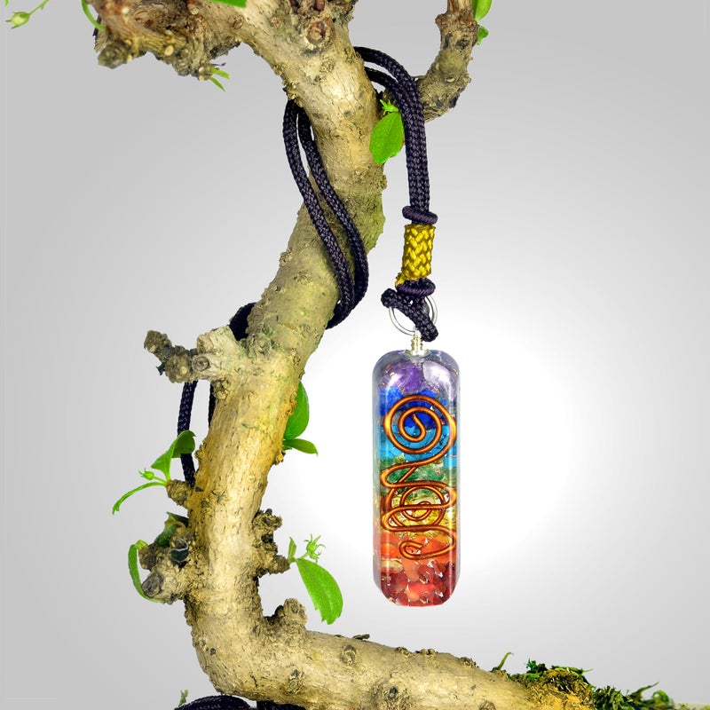 Orgonite Crystal Handmade Orgonite Crystal Seven Chakra Pendant with Adjustable Cord - Orgone Healing Stone Necklace for Spiritual Balance, Meditation, Yoga, Reiki, Gift for Men and Women - Image 4