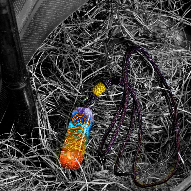 Orgonite Crystal Handmade Orgonite Crystal Seven Chakra Pendant with Adjustable Cord - Orgone Healing Stone Necklace for Spiritual Balance, Meditation, Yoga, Reiki, Gift for Men and Women - Image 5