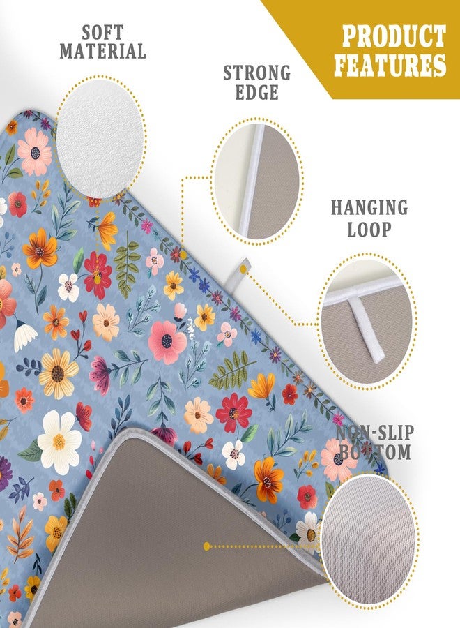 Giwawa Colorful Flower Dish Drying Mat - Blue Large Floral Coffee Mat for Kitchen Counter Decor 18 X 24 - Image 4