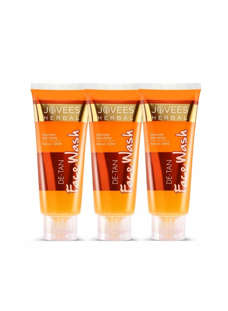 Jovees Herbal Detan Facewash For Glowing and Clear Skin With Liquorice & bearberry Ext. | Gentle Cleanser For Brighten, Even Tone and Hydrates Skin | Suitable for All- 120ml (pack of 3) - Image 3