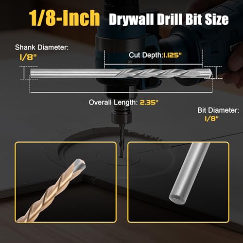 NURATIT Upgrade 100 Pcs Drywall Bit, 5/32 Inch Drywall Drill Bit for Wood, Drywall Cutting Bit, Drywall Guide Point Cutting Bits, Drywall Router Bits for Use with Spiral Saw - Image 5