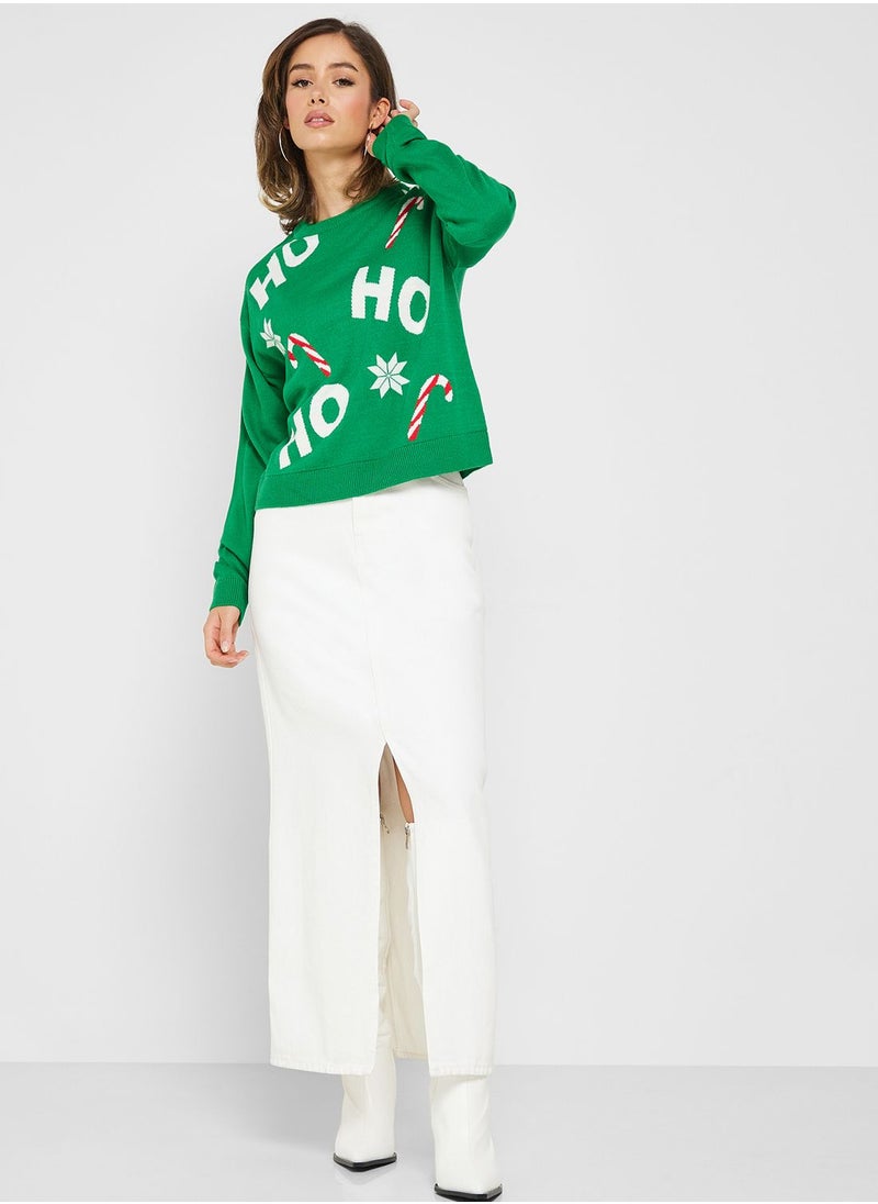 VERO MODA - Round Neck Printed Sweater - Image 1
