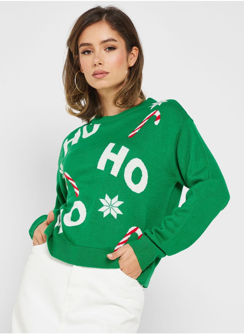VERO MODA - Round Neck Printed Sweater - Image 1