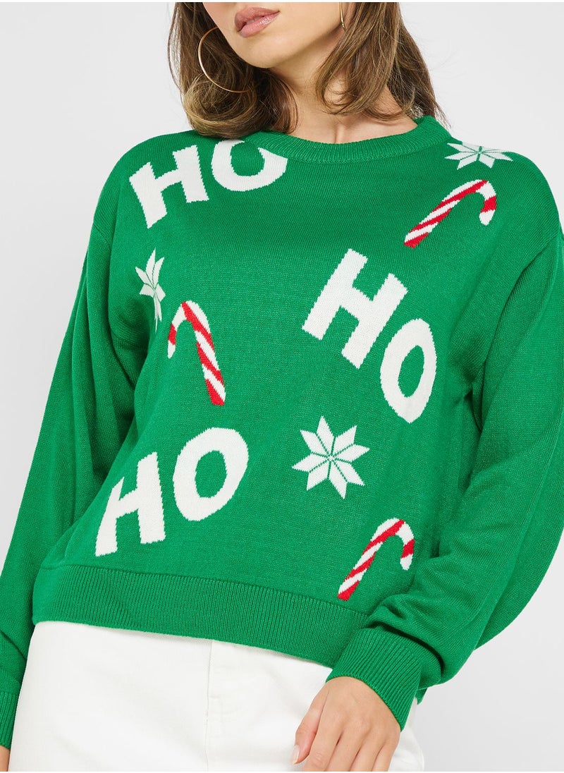 VERO MODA - Round Neck Printed Sweater - Image 1