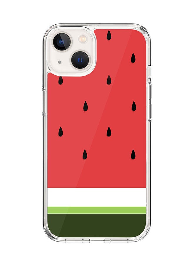Stylizedd Classic Clear Case for Apple iPhone 14 Hybrid Soft Case Flexible Edges Anti Drop TPU PC Gel Thin Transparent Cover [ Designed for Apple iPhone 14 ] - Minimal Watermelon Full Print  - Image 1