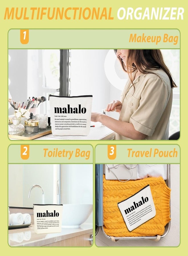 CQM Christmas Thank You Gifts Mahalo Definition Inspirational Makeup Bag Hawaii Cosmetic Bag Hawaiian Gifts Hawaiian souvenirs for Women Female Grandma Mom Sister Friend Wife Travel Toiletry Bag Birthday - Image 5