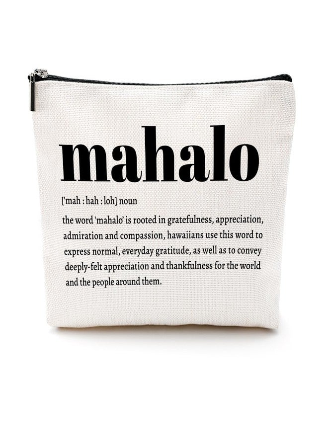 CQM Christmas Thank You Gifts Mahalo Definition Inspirational Makeup Bag Hawaii Cosmetic Bag Hawaiian Gifts Hawaiian souvenirs for Women Female Grandma Mom Sister Friend Wife Travel Toiletry Bag Birthday - Image 1