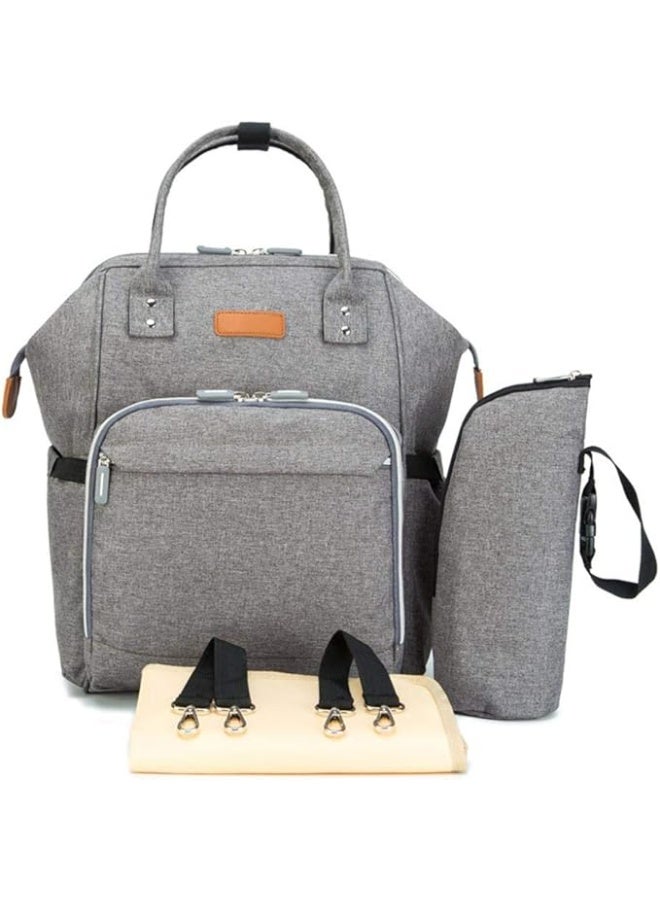 ومدي شنطة ظهر لحفاظات البيبي مع قاعدة لتغيير الحفاظات وجيب معزول للببرونات وحزام لعربة الاطفال، افضل شنطة للبنت او الولد والام او الاب من وومدي, رمادي - Image 1