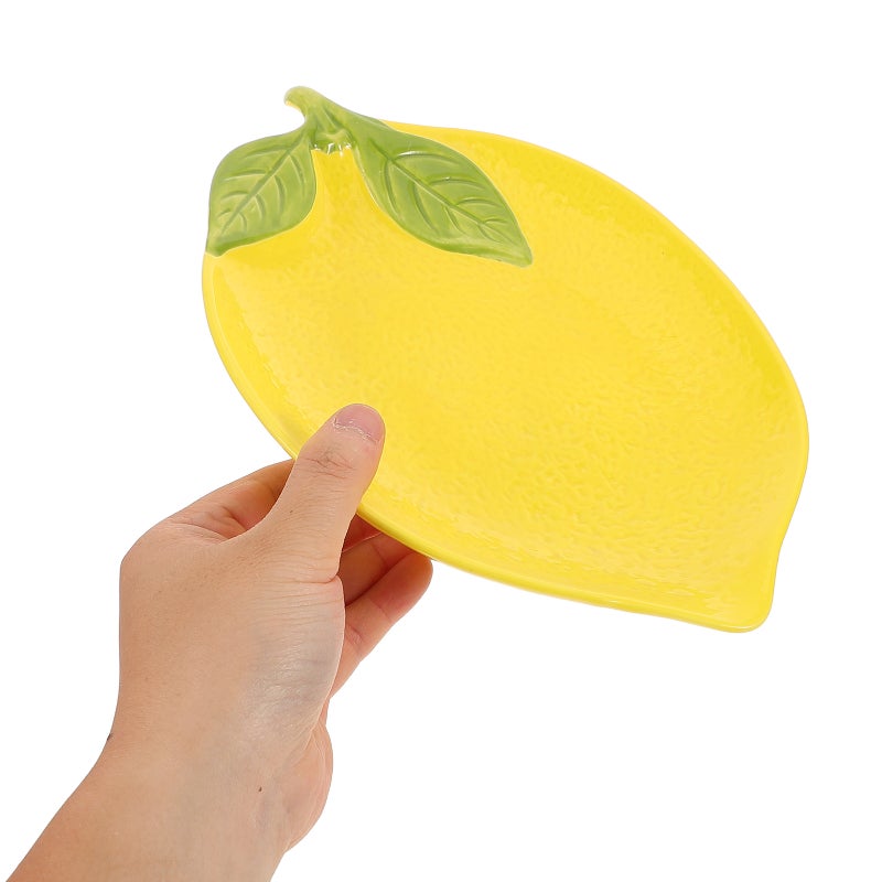🍳 طقم أدوات مائدة سيراميك بشكل ليمون للاستخدام المنزلي مع أطباق وأوعية على شكل فواكه باللون الأصفر للتقديم - Image 2