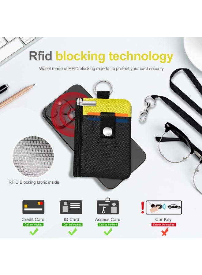 Minimalist RFID Blocking Small Wallet with ID Window,WaterResistant Zip Id Case Wallet with Lanyard Keychain for Cards,Cash,Travel,Women,Men - Image 4