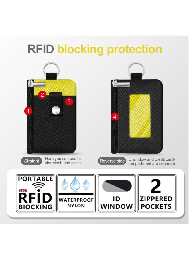 Minimalist RFID Blocking Small Wallet with ID Window,WaterResistant Zip Id Case Wallet with Lanyard Keychain for Cards,Cash,Travel,Women,Men - Image 2