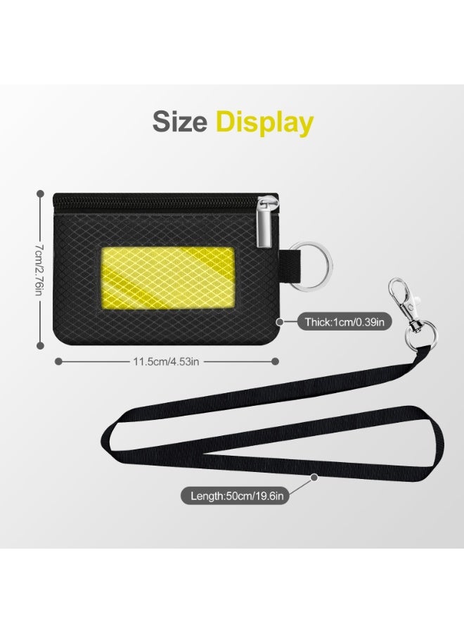 Minimalist RFID Blocking Small Wallet with ID Window,WaterResistant Zip Id Case Wallet with Lanyard Keychain for Cards,Cash,Travel,Women,Men - Image 5