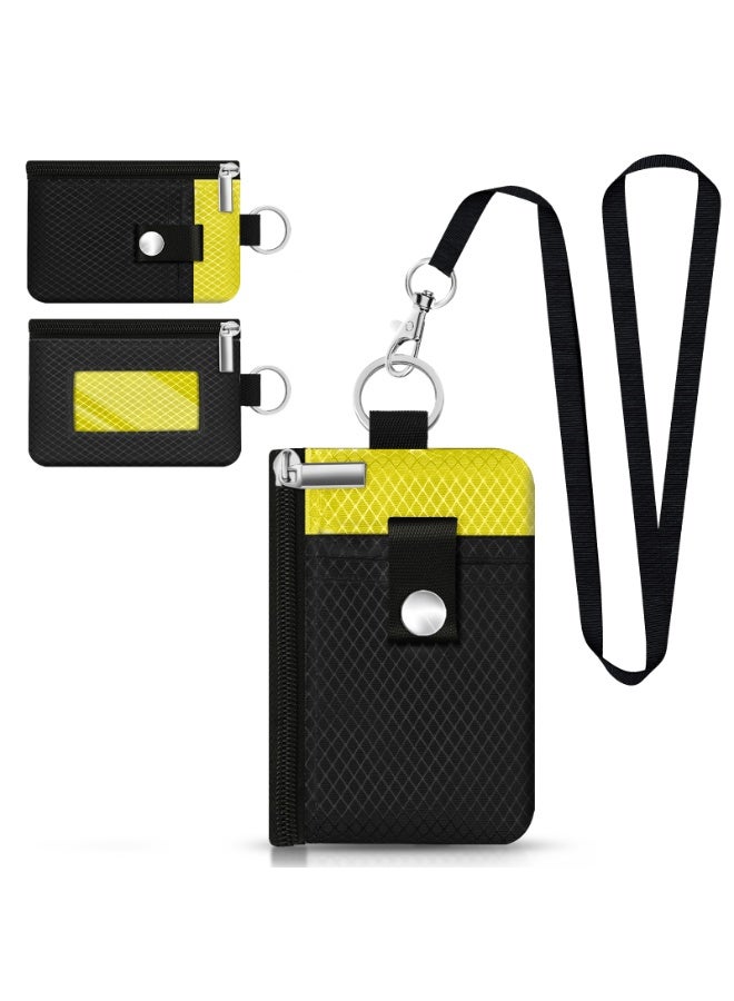 Minimalist RFID Blocking Small Wallet with ID Window,WaterResistant Zip Id Case Wallet with Lanyard Keychain for Cards,Cash,Travel,Women,Men - Image 1
