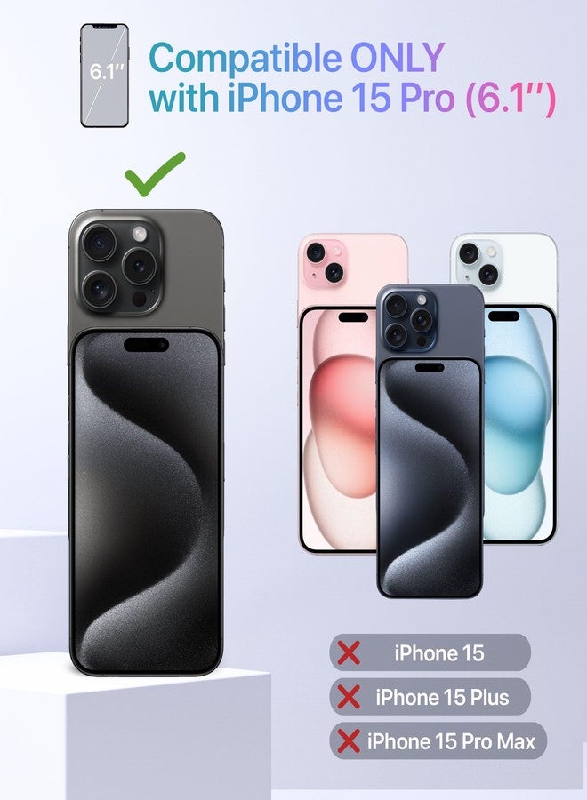 TORU جراب TORU لهاتف iPhone 15 Pro، جراب محفظة مع حامل بطاقات، فتحة مخفية لبطاقات الهوية والائتمان، مسند قابل للطي، غطاء هاتف نحيف مقاوم للصدمات شديد التحمل مع حزام - بنقشة زهور - Image 2