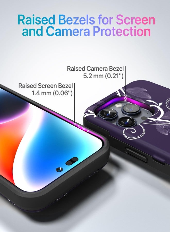 TORU جراب TORU لهاتف iPhone 15 Pro، جراب محفظة مع حامل بطاقات، فتحة مخفية لبطاقات الهوية والائتمان، مسند قابل للطي، غطاء هاتف نحيف مقاوم للصدمات شديد التحمل مع حزام - بنقشة زهور - Image 5