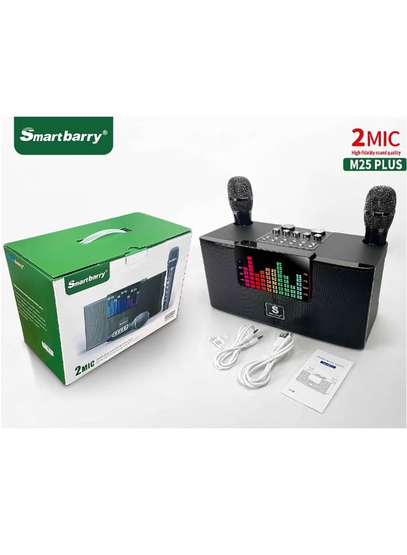مكبر صوت بلوتوث محمول M25 Plus مع 2 ميكروفونات لاسلكية، LED - Image 2