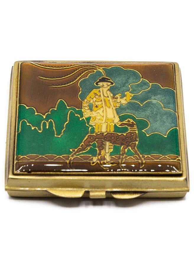 ستيفاني إمبورتس مرآة مكياج جيب مدمجة قابلة للطي بتصميم فسيفساء للرجال والكلب مع كريستالات سواروفسكي حجر الراين مزدوجة الجوانب (تكبير 5X + تكبير 1X) - Image 1