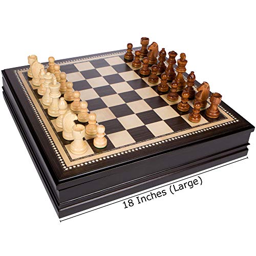Best Chess Set Kavi Inlaid Wood Chess Board Game with Weighted Wooden Pieces, Large 18 x 18 Inch Set - Image 2