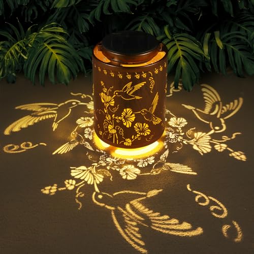 Tepaken Solar Lanterns Outdoor Waterproof Garden Decor Gifts for Women Mon Grandma Metal Hanging Solar Lights Decoration for Outside LED Lanterns for Yard Patio Lawn Pathway（Hummingbirds） - Image 1