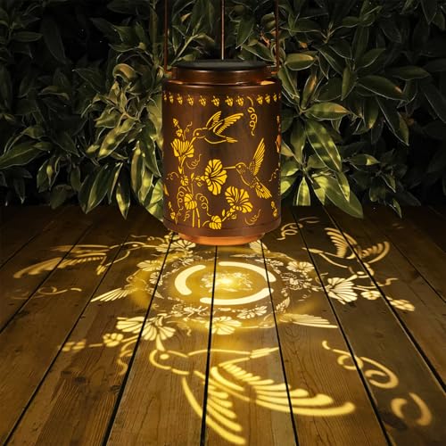 Tepaken Solar Lanterns Outdoor Waterproof Garden Decor Gifts for Women Mon Grandma Metal Hanging Solar Lights Decoration for Outside LED Lanterns for Yard Patio Lawn Pathway（Hummingbirds） - Image 3