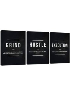 Motivational Office Wall Decor Inspirational Success Canvas Wall Art Hustle Posters Prints Entrepreneur Quote Wall Picture Paintings 3 Pieces Artwork Home Bedroom Framed Easy to Hang 36 Wx16 H