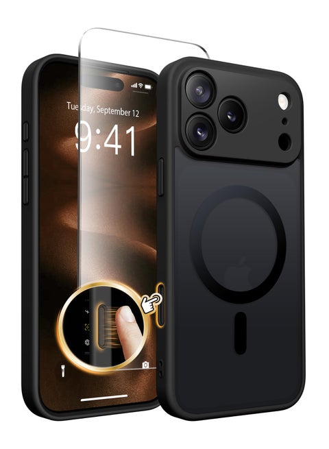 iPhone 17 Pro Case Magsafe Strong Magnet Metal Camera Button ， [Full Camera Protection][Screen Protector] Silicone Shockproof Protective iPhone 17 Pro Cover Magsafe Accessory Black