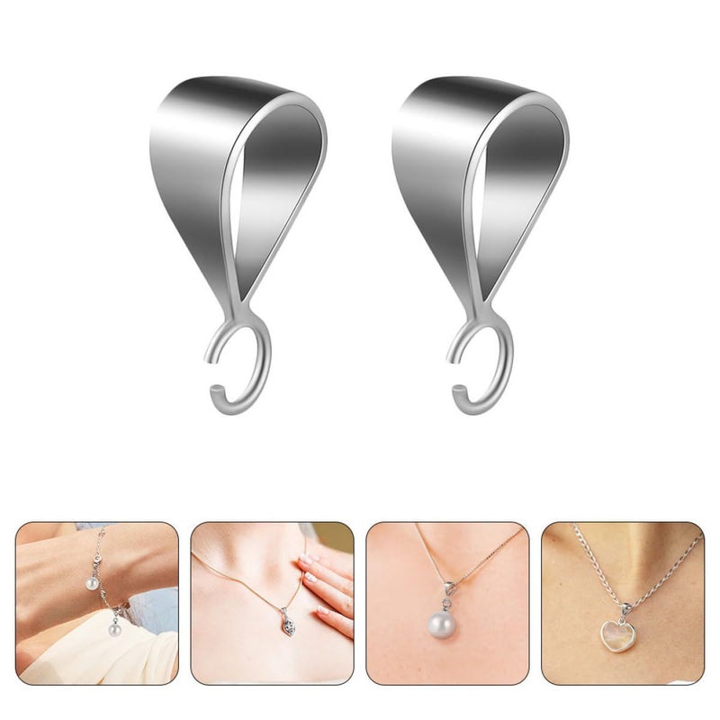 6Pcs 925 Sterling Silver Clasps Bails With 4mm Holes Platinum Color For Diy Necklace Crafting - Image 5