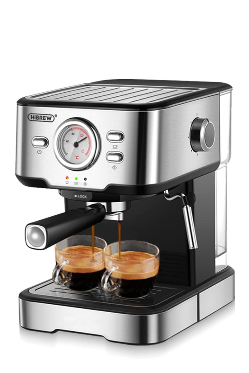هيبرو ماكينة صنع القهوة ، ماكينة إسبرسو شبه أوتوماتيكية من الفولاذ المقاوم للصدأ 20 بار مع عرض درجة الحرارة ، الوضع الساخن وعصا بخار قابلة للتعديل للكابتشينو - Image 1