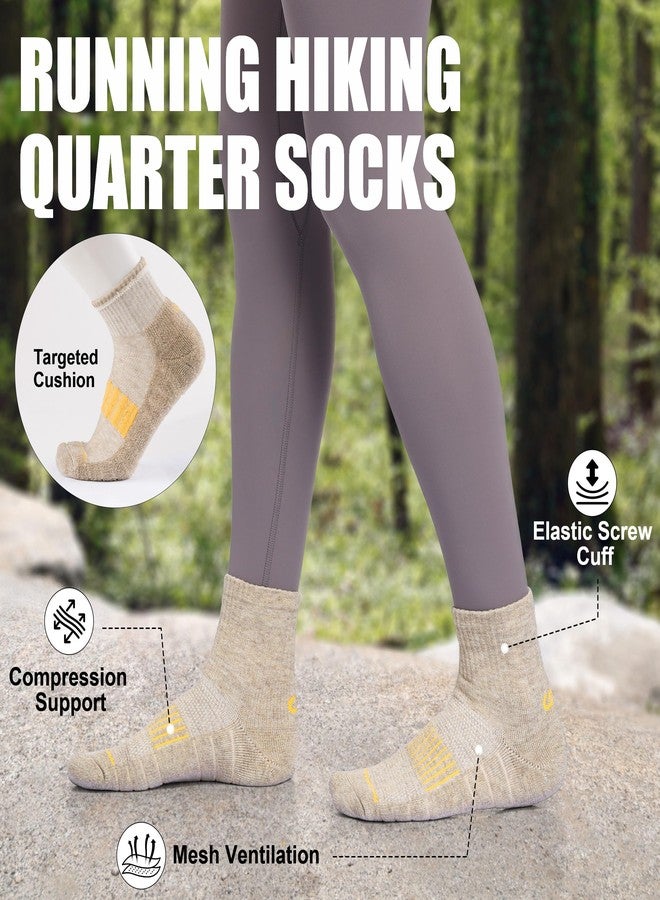 Lapulas Merino Wool Quarter Socks for Men Women, Hiking Running, Cushioned Compression Support, Thermal Thick, 5 Pairs, Multi-light, L - Image 3