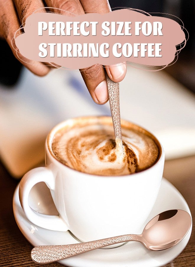 E-far ملاعق قهوة صغيرة E-far 12 قطعة، 6 إنش من الفولاذ المقاوم للصدأ، ملاعق إسبريسو مصغرة للقهوة/السكر/الشاي، تصميم مطروق ومقاوم للصدأ، تشطيب مرآة-نحاسي - Image 4