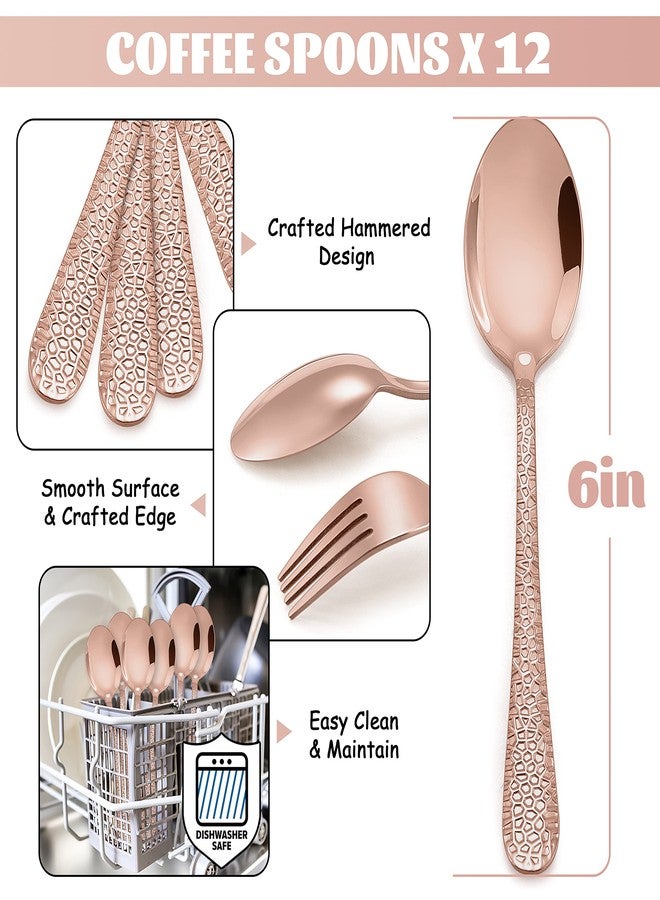 E-far ملاعق قهوة صغيرة E-far 12 قطعة، 6 إنش من الفولاذ المقاوم للصدأ، ملاعق إسبريسو مصغرة للقهوة/السكر/الشاي، تصميم مطروق ومقاوم للصدأ، تشطيب مرآة-نحاسي - Image 2