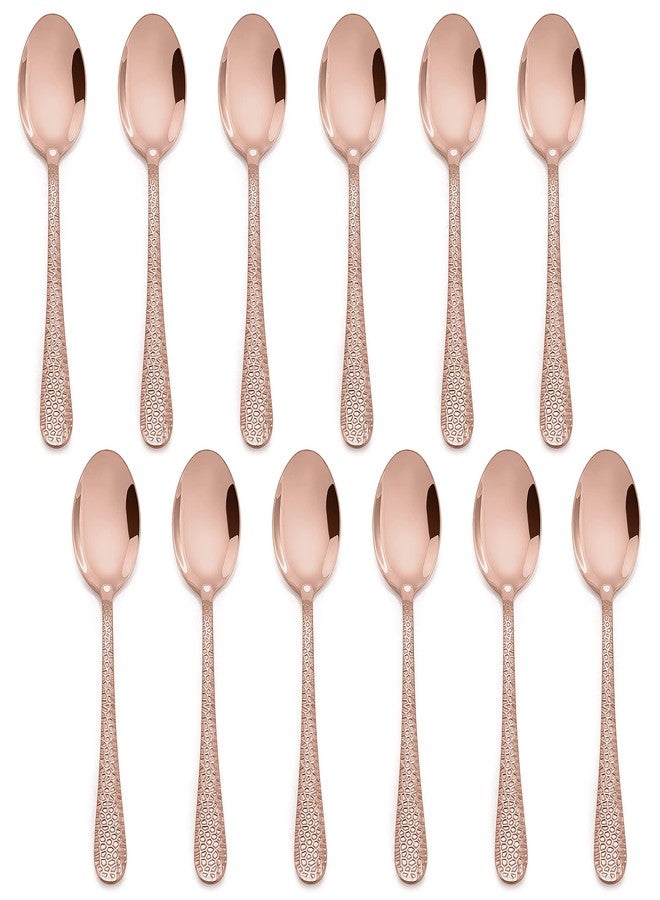 E-far ملاعق قهوة صغيرة E-far 12 قطعة، 6 إنش من الفولاذ المقاوم للصدأ، ملاعق إسبريسو مصغرة للقهوة/السكر/الشاي، تصميم مطروق ومقاوم للصدأ، تشطيب مرآة-نحاسي - Image 1