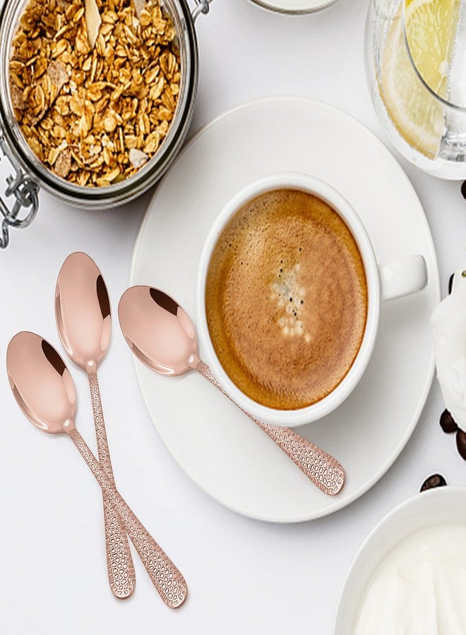 E-far ملاعق قهوة صغيرة E-far 12 قطعة، 6 إنش من الفولاذ المقاوم للصدأ، ملاعق إسبريسو مصغرة للقهوة/السكر/الشاي، تصميم مطروق ومقاوم للصدأ، تشطيب مرآة-نحاسي - Image 3