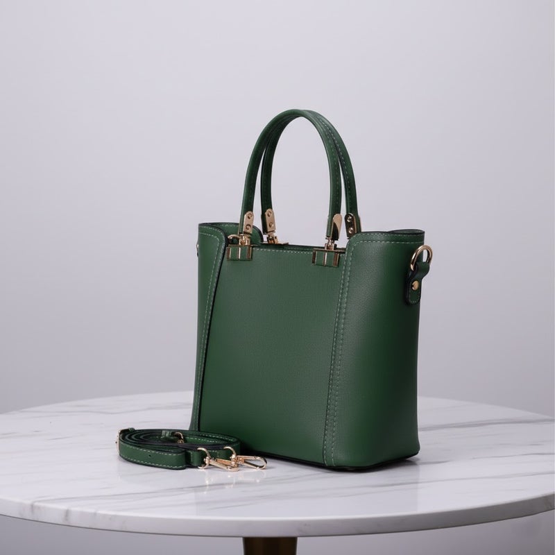 Elegant Green Leather Women's Handbag & Shoulder Bag - Image 2