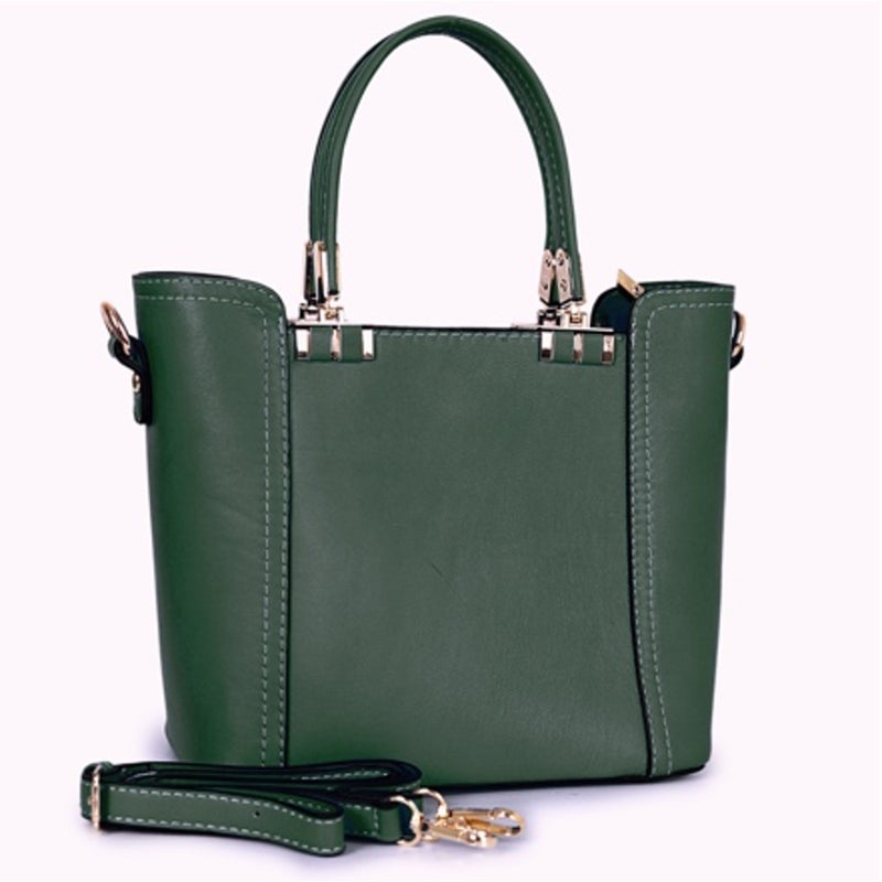 Elegant Green Leather Women's Handbag & Shoulder Bag - Image 1