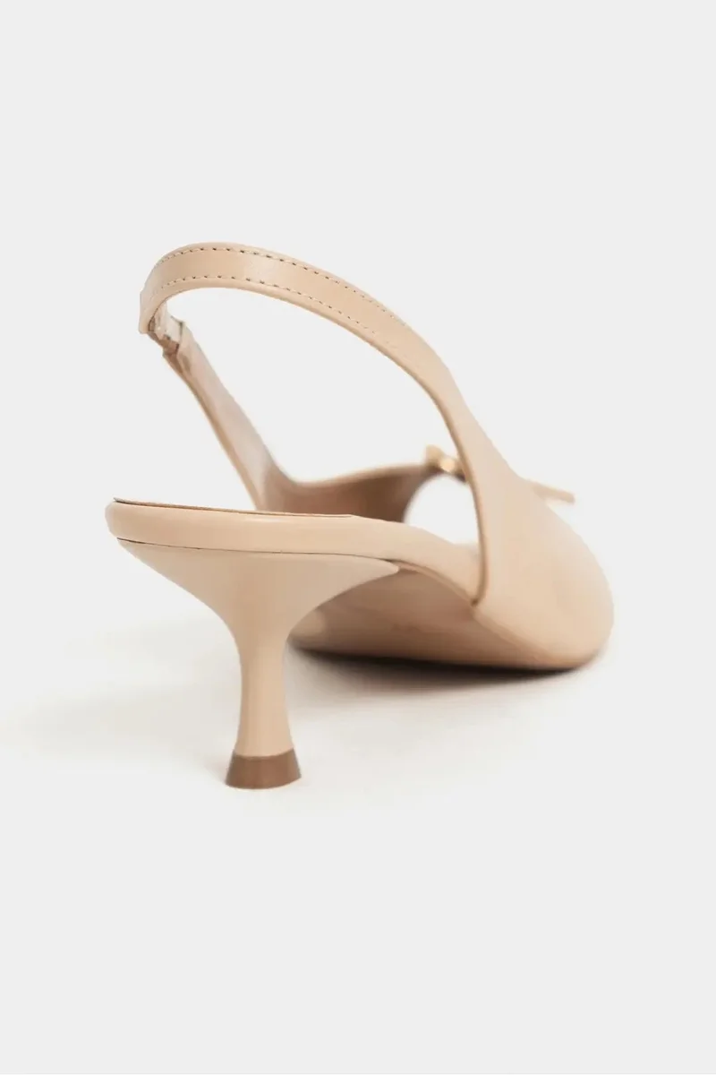 Nisantasi Shoes  Rone Matte Pointed Toe Front Buckle Slim Heel Slingback — Nude Light for Women | Best Price UAE