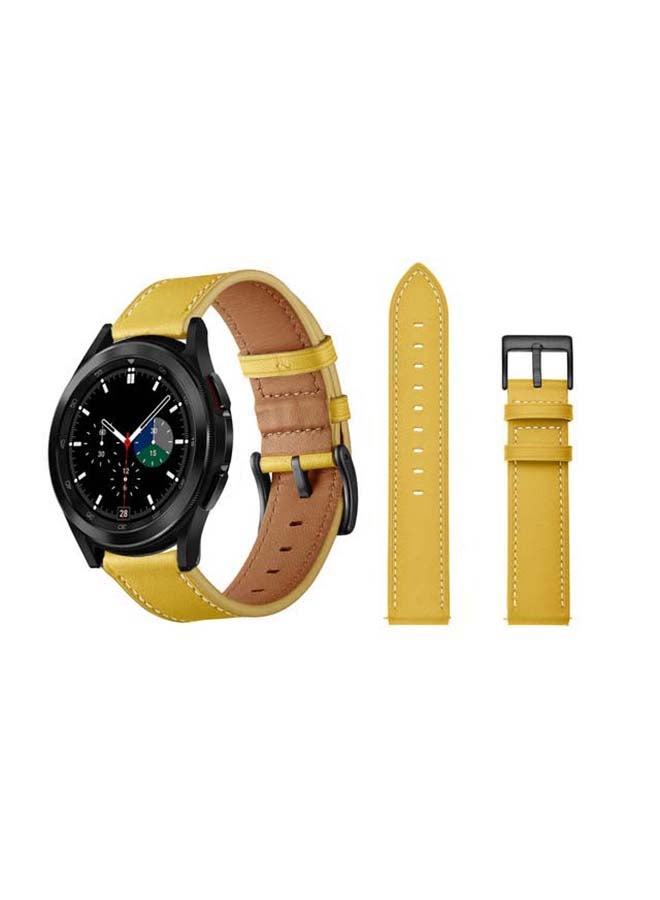Genuine Leather Replacement Band For Samsung Galaxy Watch4 42/46mm Yellow - Image 1