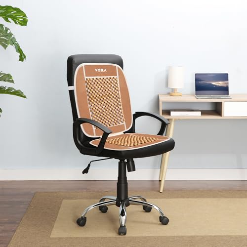 Voila Wooden Beads Velvet Seat Cover for Car Acupressure Design Universal Size Beige - Image 5