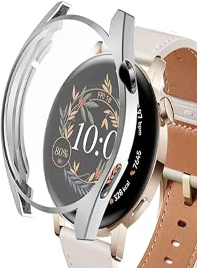 Next Next store Compatible with Huawei Watch GT3 42mm Case Cover with Screen Protector, Soft TPU Bumper Frame Protective Cover for Huawei Watch GT3 42mm (Silver)