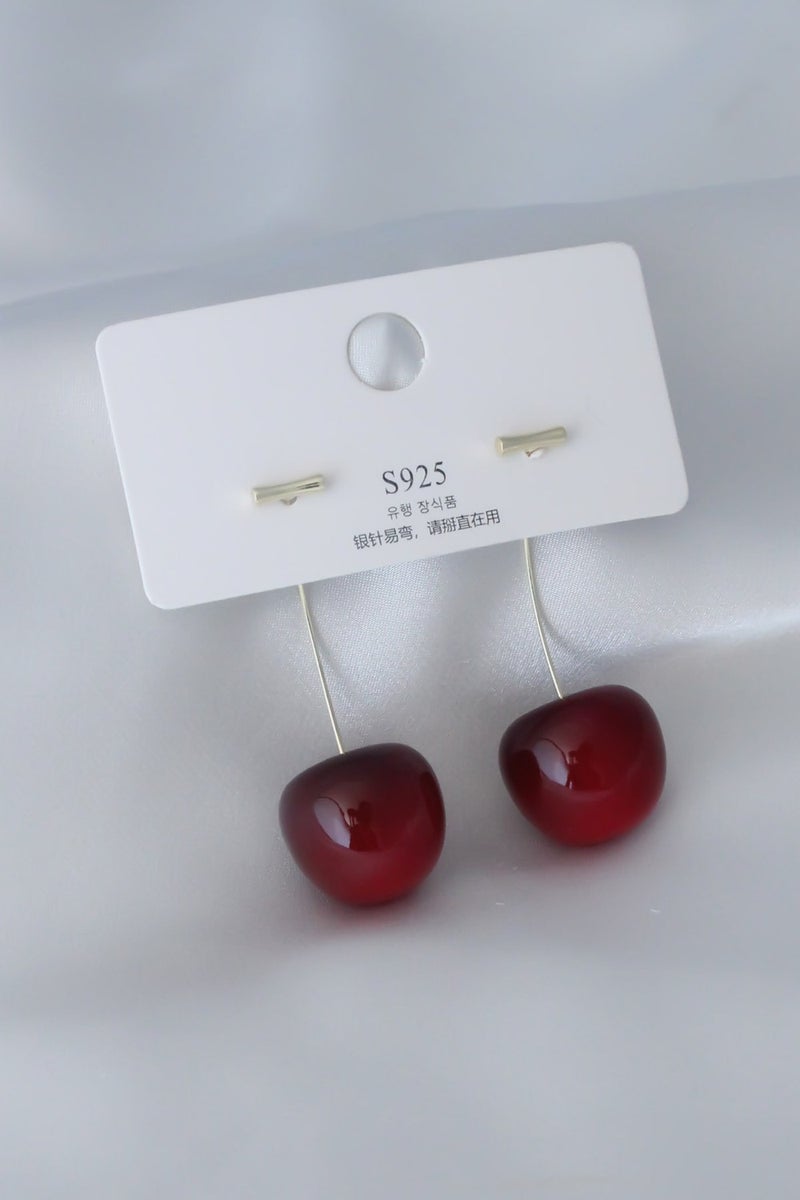 Ema Gold Color Cherry Model Women's Earrings 