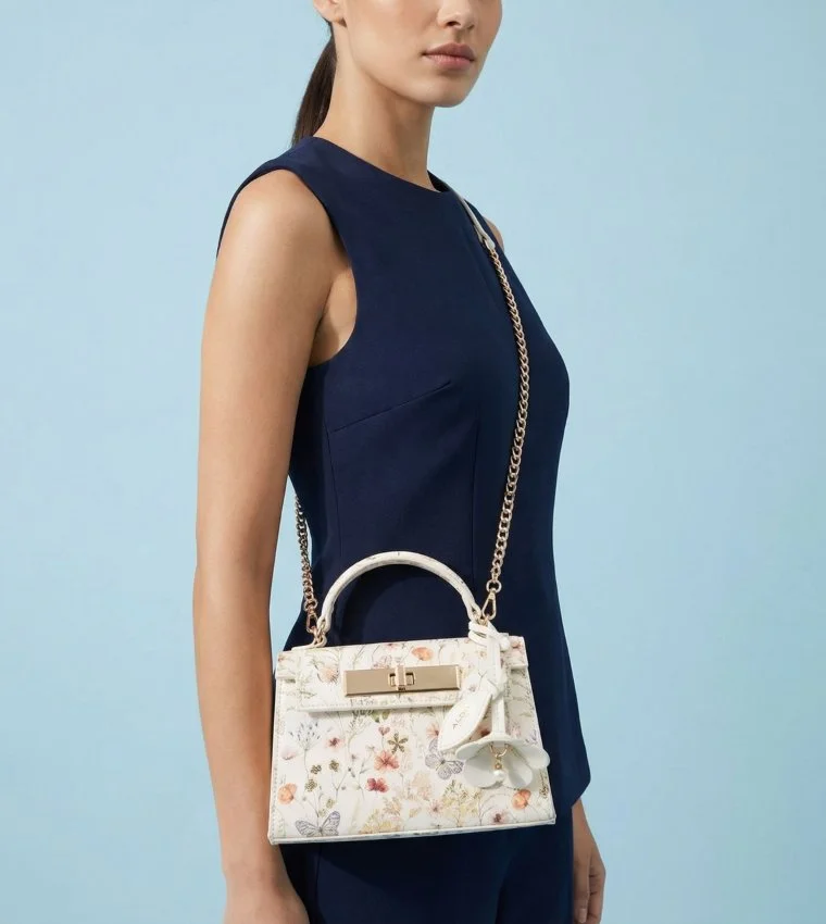الدو LEORA Floral Printed Flap Top Handle Bag