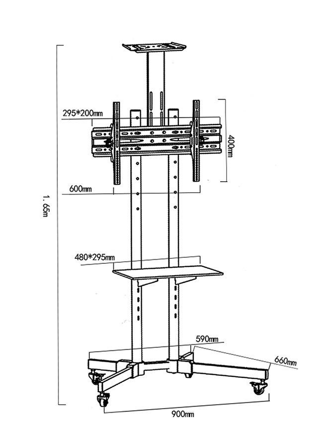 ستارجولد عربة تلفزيون متنقلة قابلة للتعديل، حامل تلفزيون من 32 إلى 70 بوصة، مع عجلات ورف فولاذي - Image 3