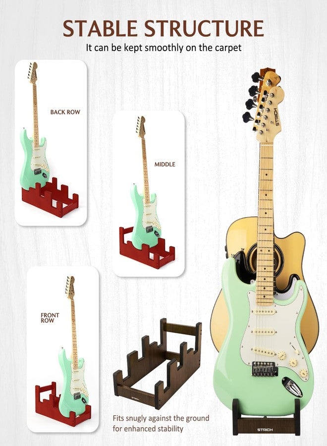 حامل جيتار خشبي من ستريتش لعدة جيتارات، 3 حوامل، رف أرضي موفر للمساحة للعرض الأمامي، مناسب للمنزل والاستوديو والمسرح، لون الجوز، L-2E1AW (لجيتارين كهربائيين + جيتار صوتي واحد) - Image 4