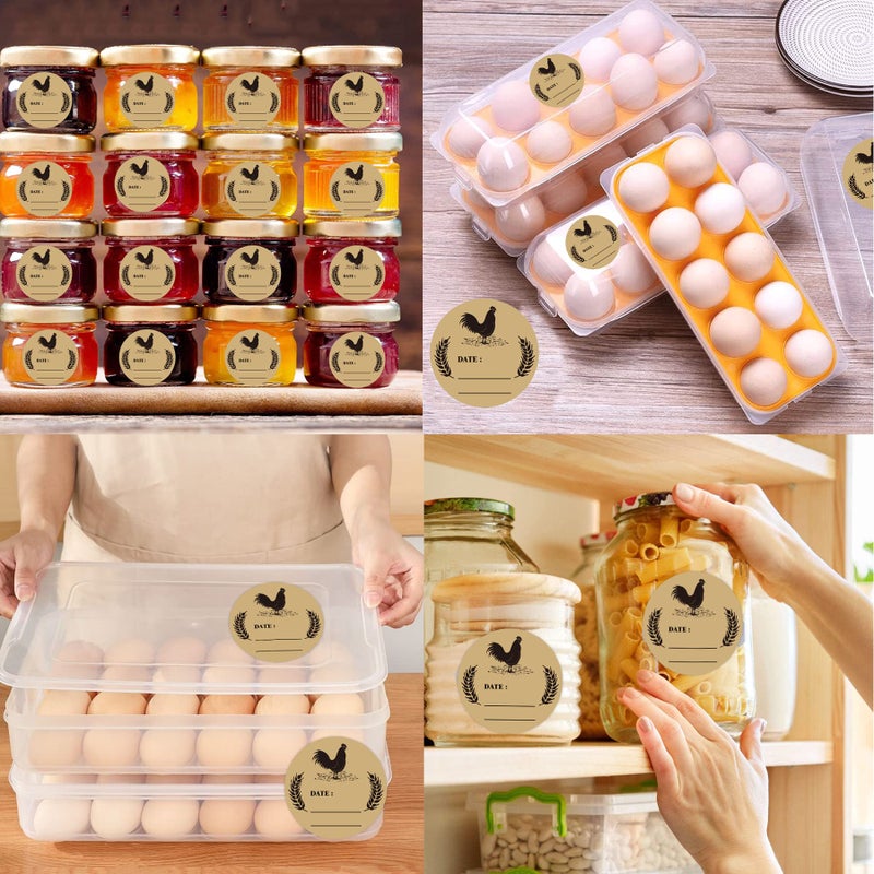 Smarsticker 500Pcs Farm Chicken Egg Labels Chicken Canning Labels 2 Inch Round Natural Brown Kraft Washed Egg Carton Labels For Kitchen Mason Jar Farmer Crafts Organizing Quail Egg Packaging - Image 5