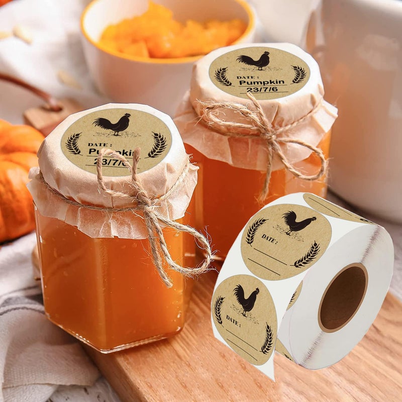 Smarsticker 500Pcs Farm Chicken Egg Labels Chicken Canning Labels 2 Inch Round Natural Brown Kraft Washed Egg Carton Labels For Kitchen Mason Jar Farmer Crafts Organizing Quail Egg Packaging - Image 3